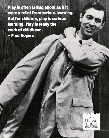 For children, play is serious learning. Play is really the work of childhood.  –Fred Rogers