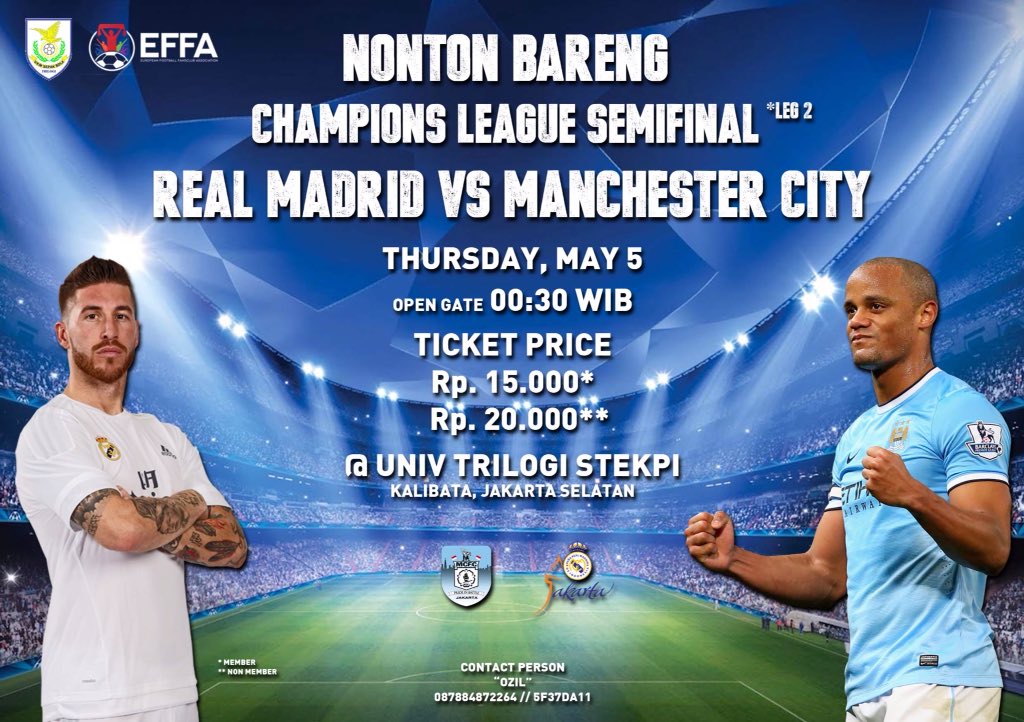 #NobarUCL 
🎬 4-5-16 00.30 WIB
🏠Univ.Trilogi
💰15/20K
⚽ @Madrid_IndoJKT 
📩083811207923 (adit)
<a href="/TrilogiNobar/">Nonton Bareng</a> 
Ramaikaan