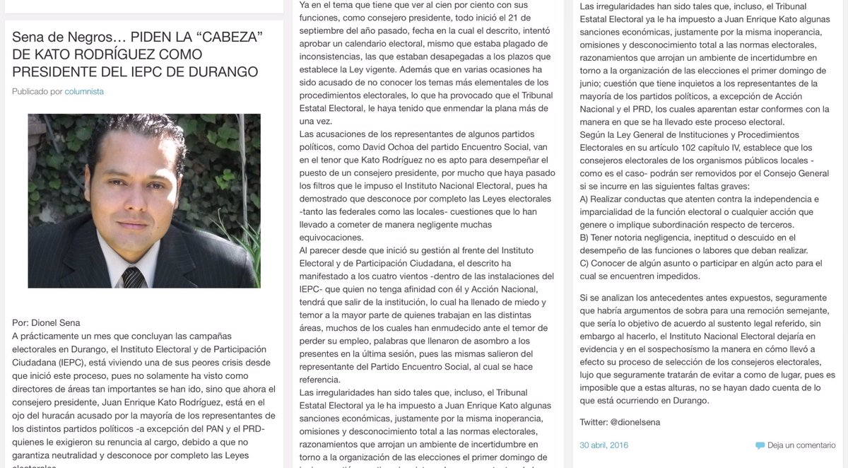 NotasDurango's tweet photo. #Columnas @dionelsena @OraleQChiquito @LaloSerranoZ @EduardoOrtegaS @davidmendivilg @BrendaMaurerGGL @rafher_ap https://t.co/KJyCd9bSAn