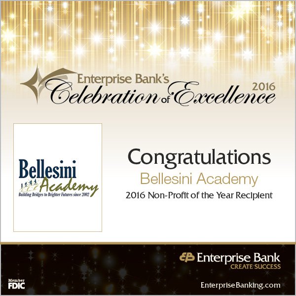 EnterpriseBank's tweet photo. Congratulations @Bellesiniacadem or being awarded the #Nonprofit of the Year #EBCOE16 Award! #Lawrence https://t.co/760uwwcdAF
