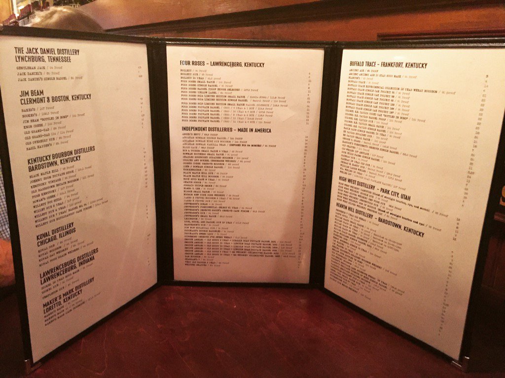 9civichatch3's tweet photo. When you ask for a #bourbon list and they bring you a book #mykindofplace https://t.co/PFxRk6ZmUf
