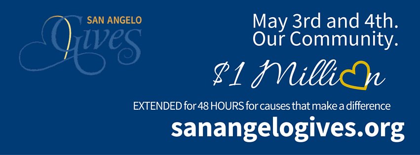 We have extended San Angelo GIves until midnight on May 4th!  We are overwhelmed by the generosity of our community.