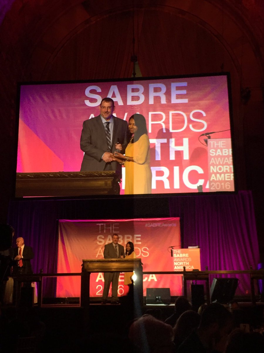 SteineyB's tweet photo. Much deserved win for @coynepr for midsize agency to work for at the #SABREAwards. SO proud! https://t.co/7vTm4fj63B