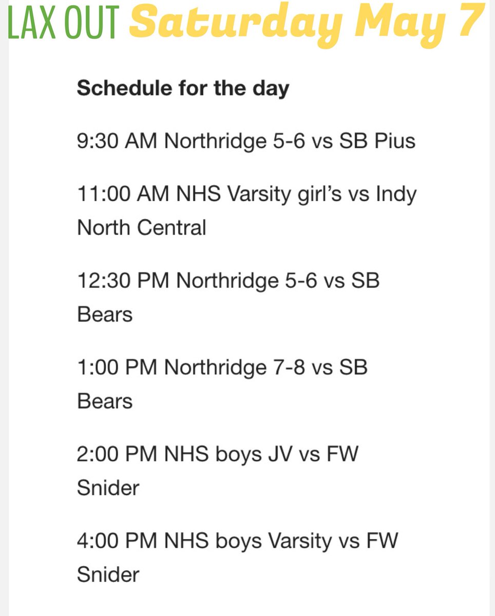 Updated schedule for our 3rd Annual Lax Out Childhood Cancer event Saturday May 7th