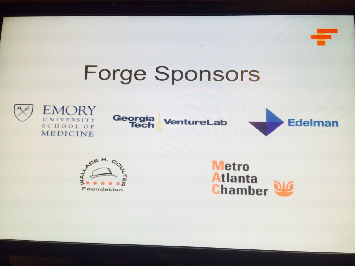ForgeHealth's tweet photo. Thanks to our amazing sponsors for today's event @venturelab @EdelmanPR @atlchamber @EmoryUniversity  @atlchamber https://t.co/EVQki391GQ