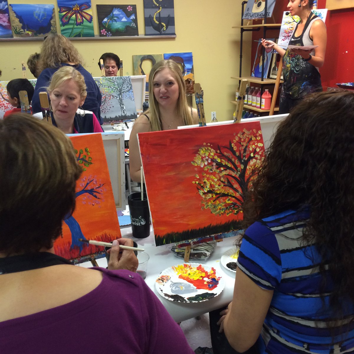 Adoption_Friend's tweet image. Painting while #keepingfamiliestogether. Oh, and drinking wine.