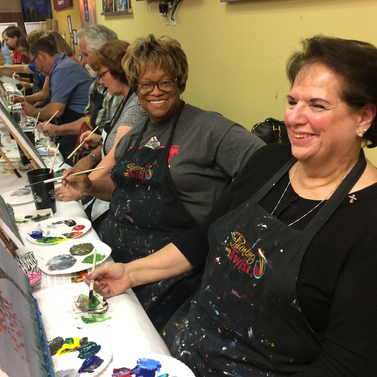 Adoption_Friend's tweet image. Painting while #keepingfamiliestogether. Oh, and drinking wine.