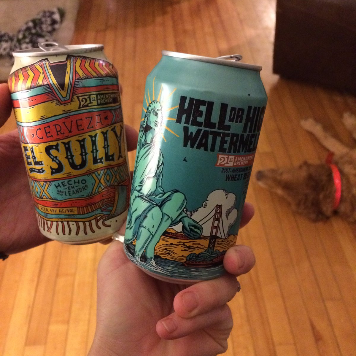 A_Breaze's tweet photo. Here's so warm nights and cold beers with @NBColdBrew! Thanks @21stAmendment! #elsully #hellorhighwatermelon https://t.co/3BJ74klOXh