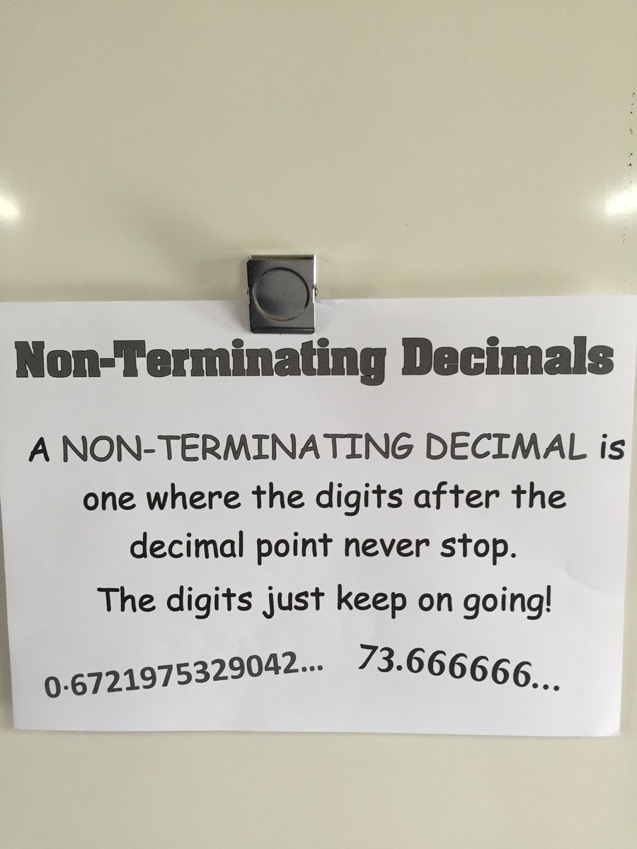 MsC3WStBs's tweet photo. The terminator is in the house! #terminatingdecimals #nonterminating https://t.co/skcwSfeZQ4