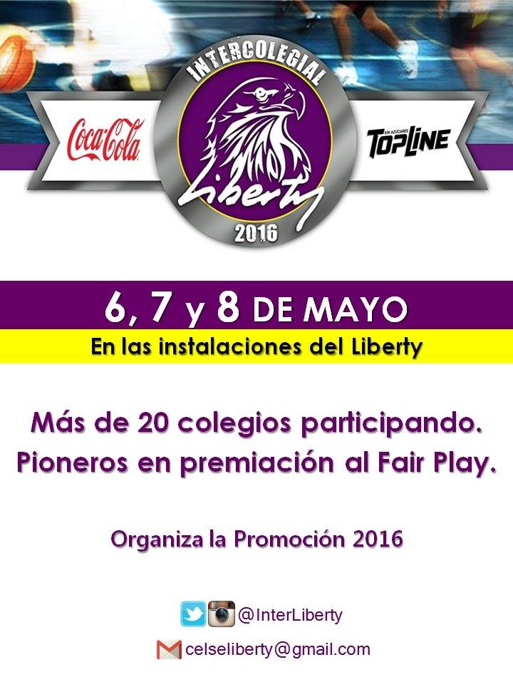 InterLiberty's tweet photo. Estamos a 3 días del Intercolegial Coca-Cola Liberty Topline 2016 #countdown #seviene #fairplay https://t.co/dOrW7vAGRY