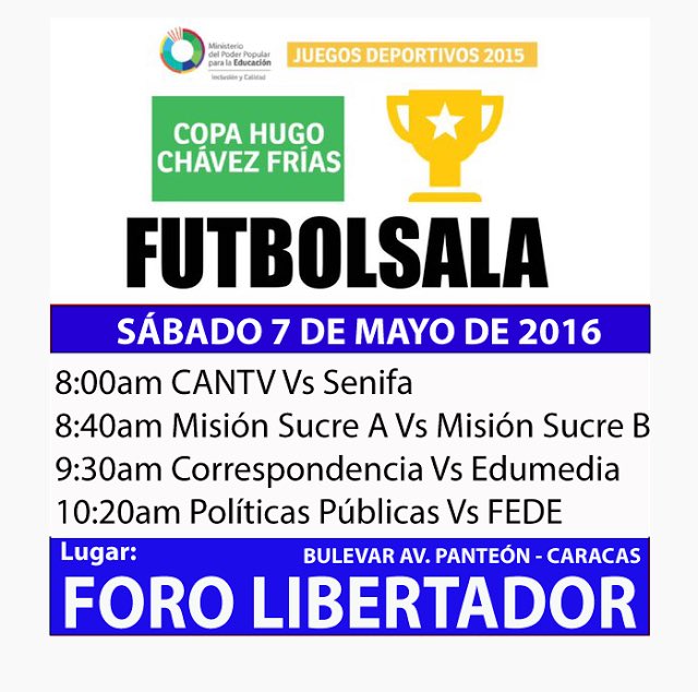 MPPEDeportes's tweet photo. Admirables jugadores tenemos una nueva cita este sábado 7 de mayo #FUTBOLSALA MIN.EDUCACIÓN https://t.co/hcKDx3M8e8