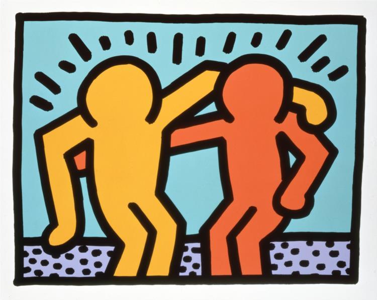 Keith Haring was #bornonthisday in 1958! This is his 'Best Buddies', 1990.