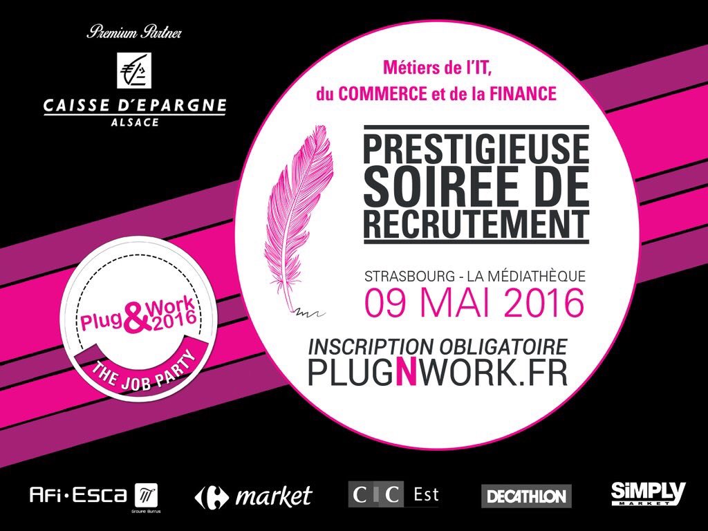 HagerCharni's tweet photo. Soirée de #recrutement @PlugnWork_fr #Strasbourg le 09.05 - De nombreux #jobs en #IT #Finance #Banque avec #CEAlsace https://t.co/TyBCO0CE7l