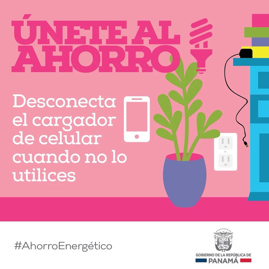 Al terminar de cargar tu celular, desconectalo del tomacorriente. Únete al #AhorroEnergetico