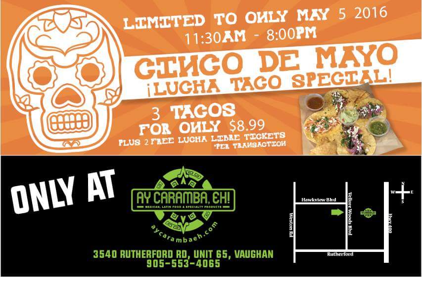 AyCarambaEh's tweet photo. One night only: Cinco de Mayo Special - 3 Tacos + 2 Lucha Libre tickets for $8.99! https://t.co/bJc6Jd7XjS