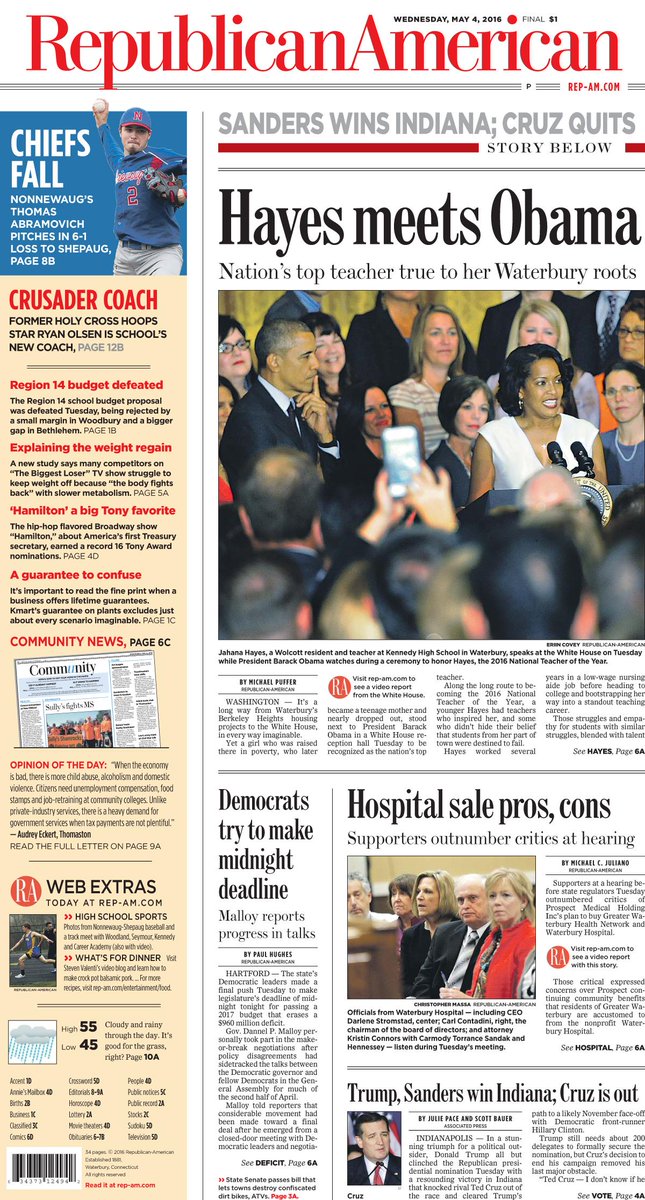 Republican American On Twitter Front Pages For Wednesday May 5 2016 Https T Co Mnkmj9vph4
