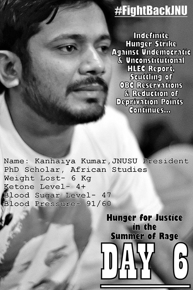 dharamvirtanwar's tweet image. #FightBackJNU 
#HungerStrikeForJustice 
Day 6
कन्हिया कुमार