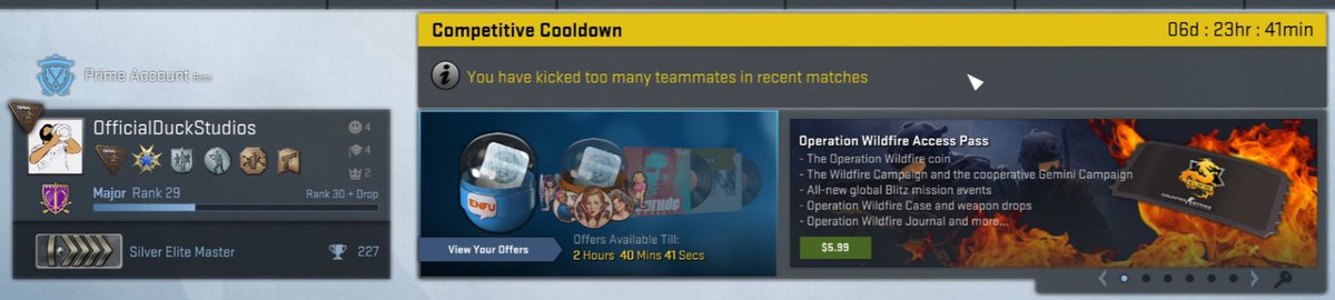 ODS_Twatter's tweet photo. really valve, for kicking someone who was not playing cool. Who wants to get some skins on the cheap? @steam_games https://t.co/YqYAtcCSH8
