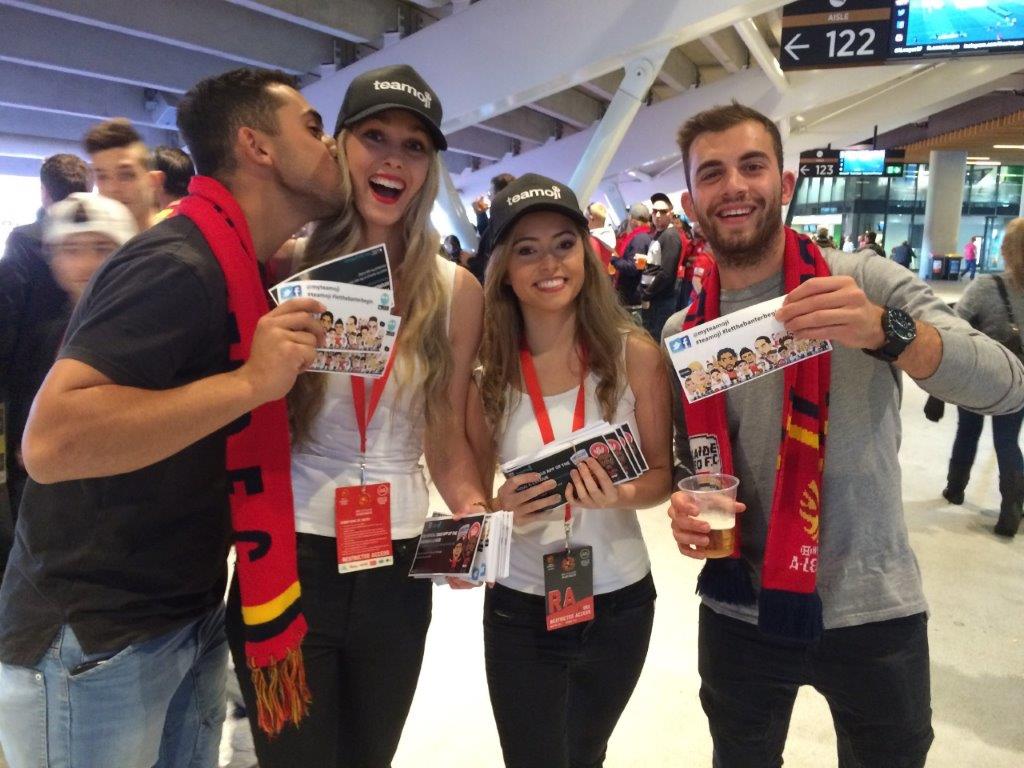myteamoji's tweet photo. The fans having bit of fun with the #teamoji team on sunday!
@AdelaideUnited #PaintSARed #AUFC #foreverunited https://t.co/kKNU67VgHQ