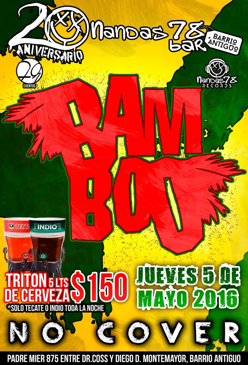 Nos vemos en el <a href="/nandas78bar/">Nandas78Bar</a> del barrio antiguo en los festejos por su 20 aniversario#NoCover No faltes!#bamboostyle