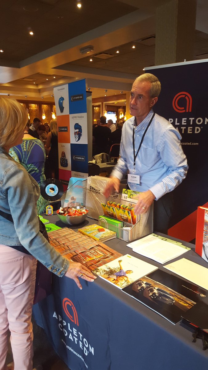 TheAPAOC's tweet photo. @appletoncoated always brings great samples. #PaperRocks https://t.co/g8WZcRAs4C