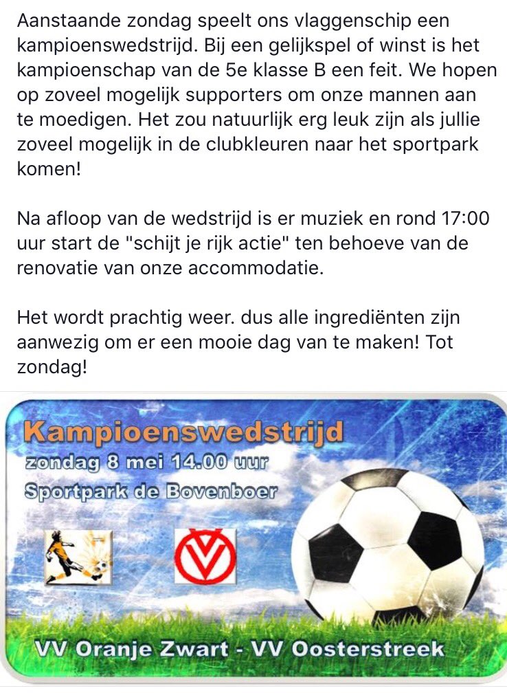 VVOranjeZwart's tweet image. Zondag kan het een mooie dag worden! Komt allen! #wanneperveen