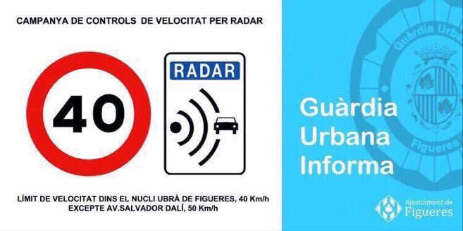 GU_Figueres's tweet photo. Avui, control de velocitat per radar amb @transit a l'Avinguda Costa Brava. Límit 40km/h #Figueres https://t.co/REg5zL38f3