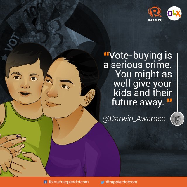 rapplerdotcom's tweet photo. .@Darwin_awardee thinks that vote-buying is a serious offence. #HalagaNgBotoMo #BrandRap @olxph https://t.co/HjEOK91Ngr