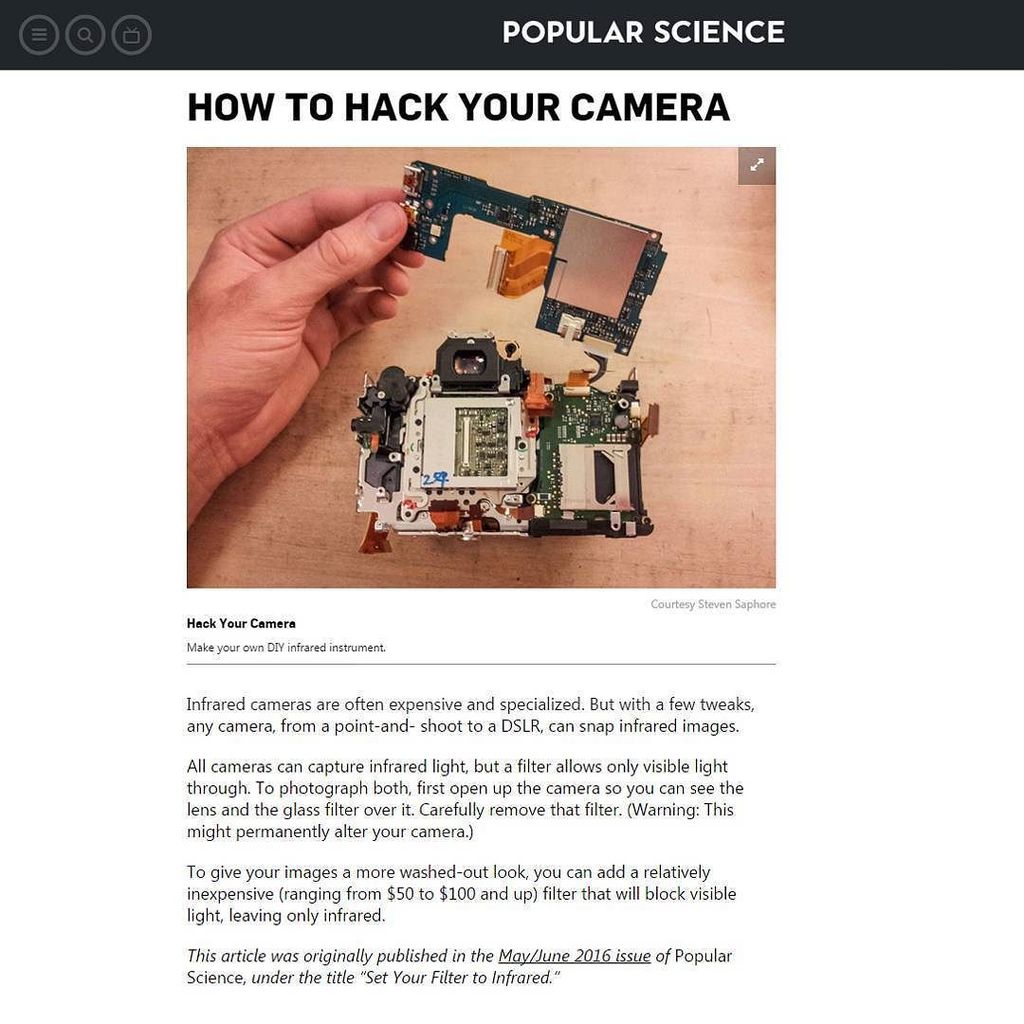 WorldInInfrared's tweet image. Online article #PopularScience - 'How to hack your camera'... #worldininfrared #infrared #infraredphotography #diy …