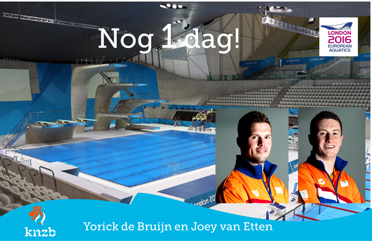 Ook voor schoonspringers <a href="/YorickdeBruijn/">Yorick de Bruijn</a> en <a href="/joeyvanetten/">joey van etten</a> gaat het EK beginnen bit.ly/1TKDK8s #London2016