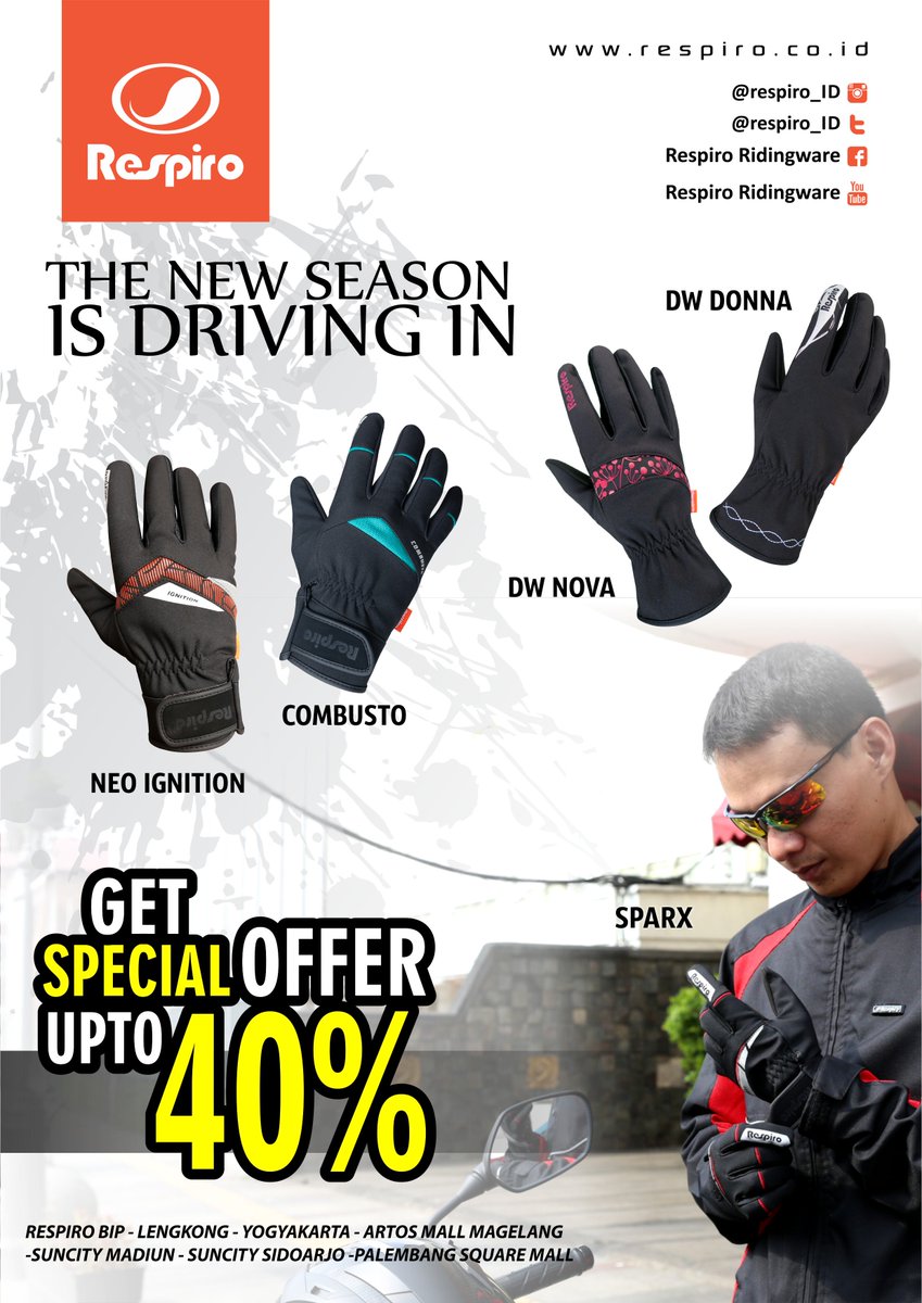 #Diskon up to 40% utk aneka Riding Gloves hingga akhir 31 Mei 2016!
Berlaku di stores tertentu.
#hot #sale #shopping