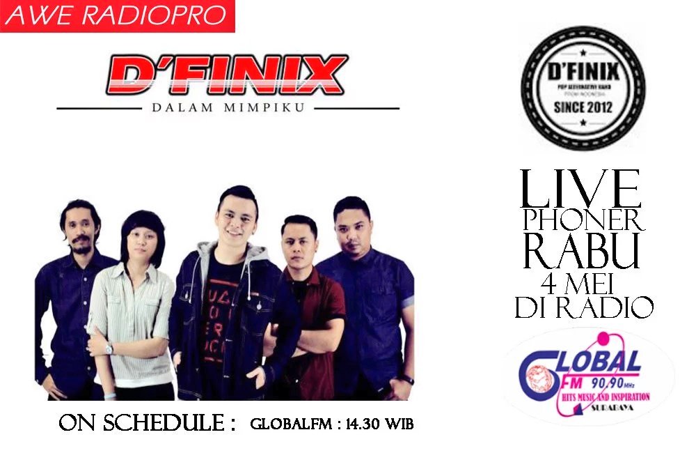 #3 DFINIX live phoner <a href="/GlobalFmSby/">90.9 Global FM Surabaya</a> pkl 14:30 stay tune &amp; seru2an bareng ya guys #DalamMimpiku