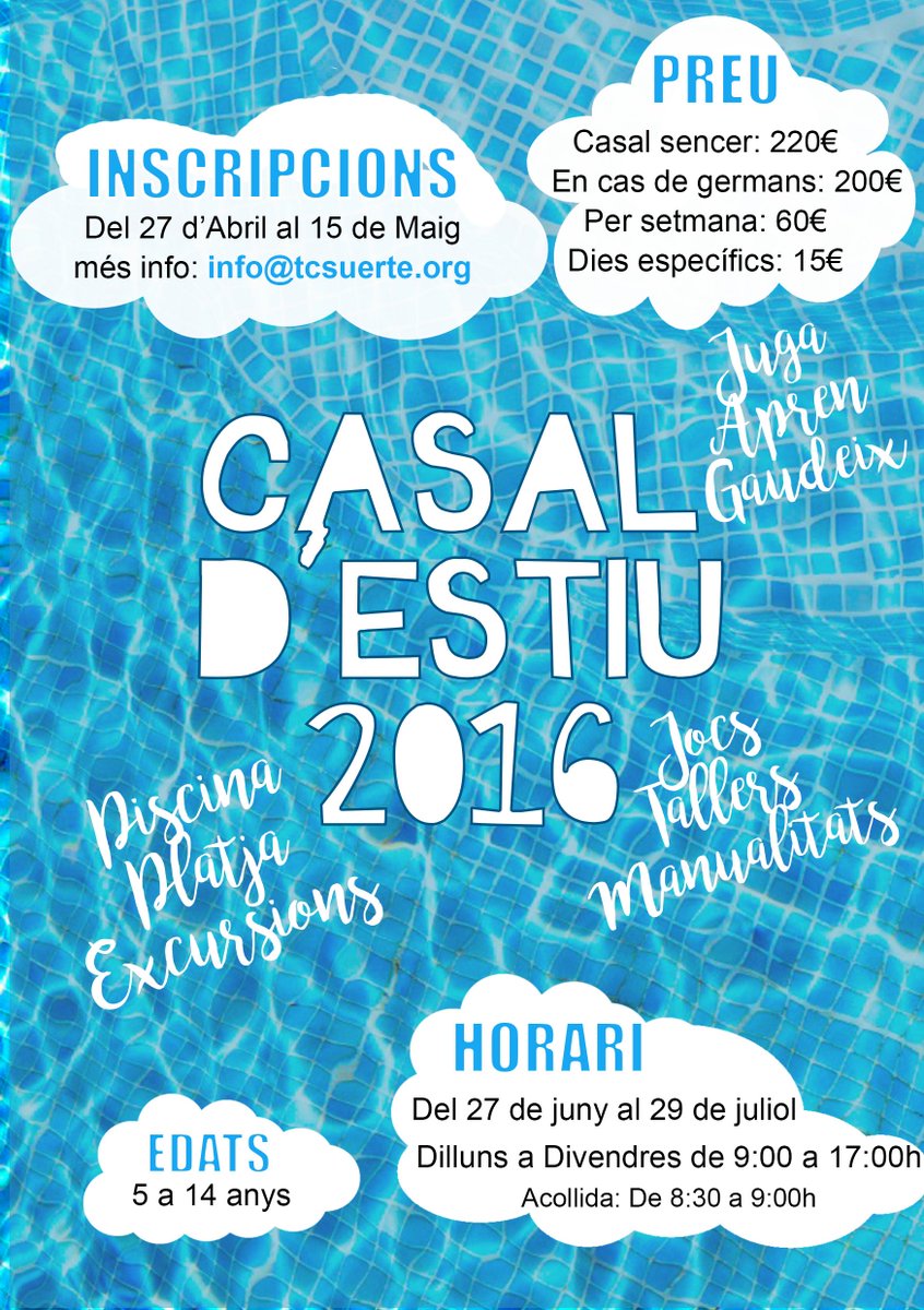 Toda la #info para venir a nuestro #CasalDeVerano lo tienes aquí, inscripciones hasta el 15 de mayo! #summer