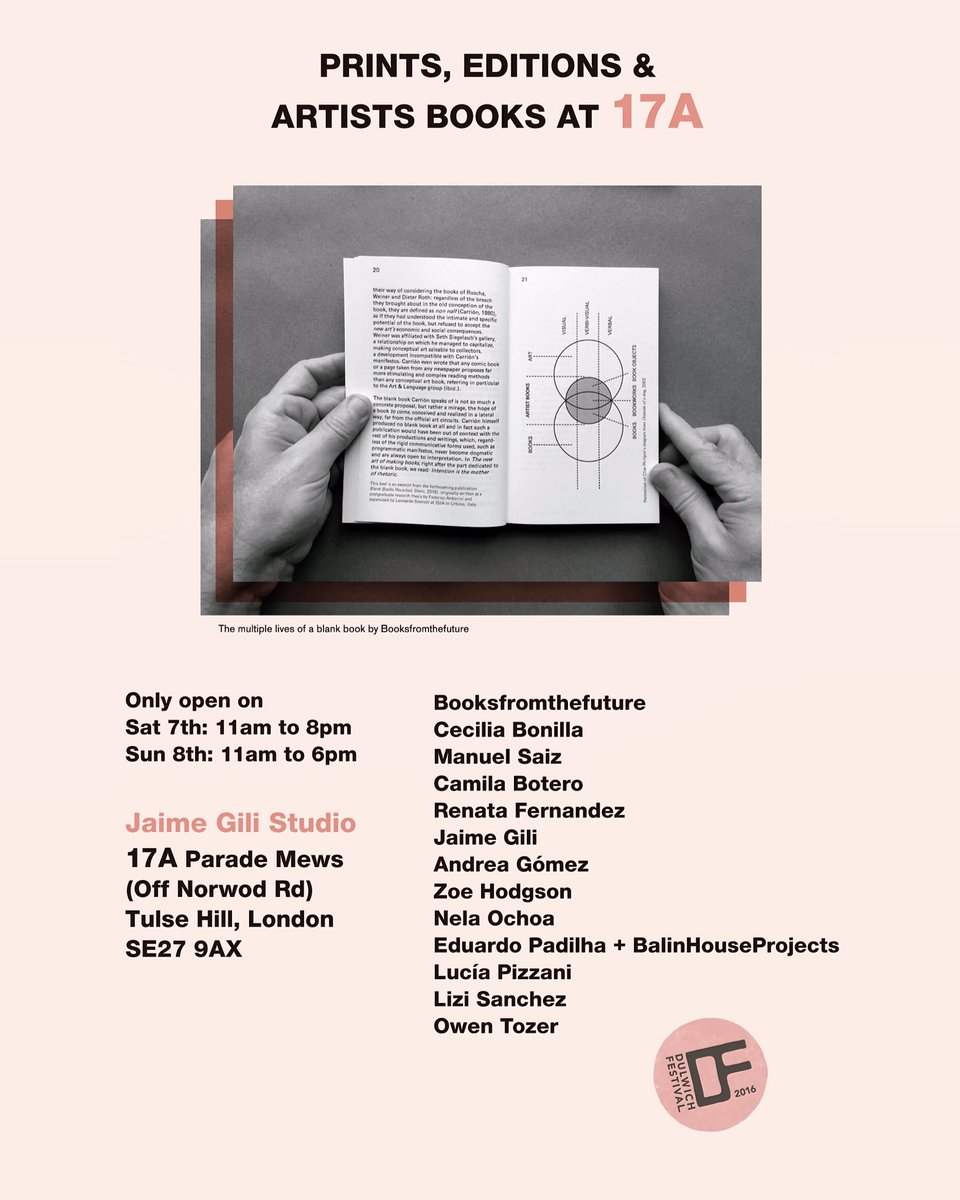 Join us for #prints #editions &amp; #artistsbooks this Sat7 &amp; Sun8 only at 17A #parademews @ArtistsOpenHse