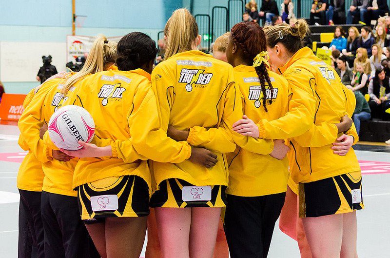 Wheres_Gilbert's tweet image. My favourite snap of the weekend - Huddle with the .@thundernetball Family 💛 #Finalists 🏐