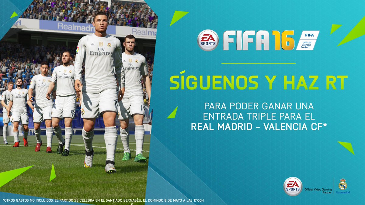 easportsfces's tweet photo. ¿Quieres ganar entradas para el @realmadrid vs @valenciacf ? ¡Síguenos y haz RT para poder conseguir tres! https://t.co/Q0616EfRXn