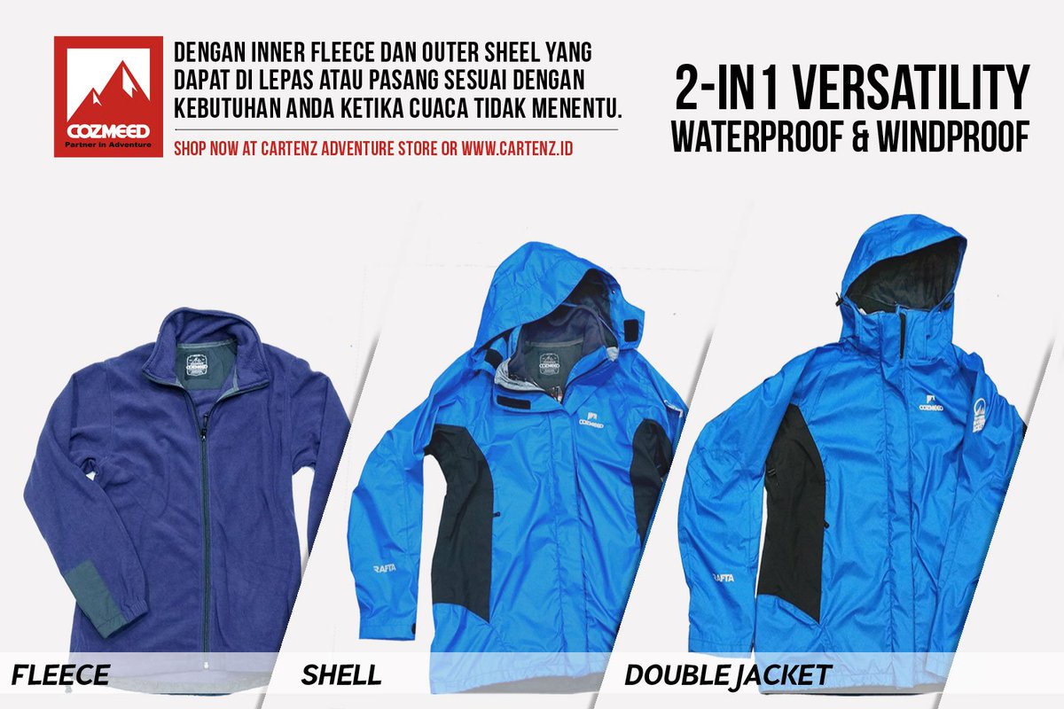 COZMEEDer's tweet photo. New Arrival! Cozmeed Jacket Rafta (2 in 1), pilihan yg sangat cocok untuk kegiatan alam bebasmu. Dapatkan segera!! https://t.co/iSVGwqBpZS