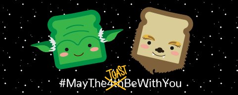 Toca jugar con el #MayThe4thBeWithYou ¿o era #MayTheToastBeWithYou? 😏 Sea lo que sea, #FelizMiercoles Badis 😝