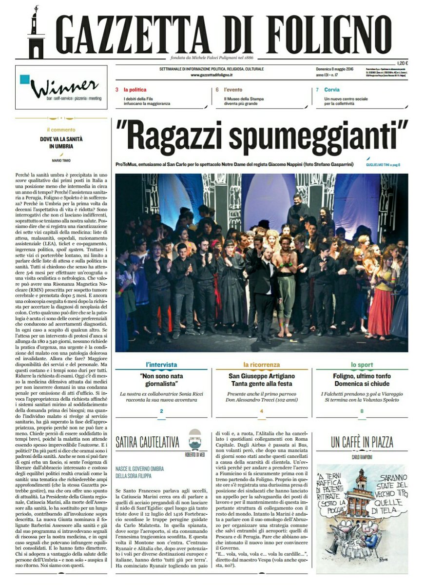 GazzettaFoligno's tweet photo. GF | Oggi si torna in edicola #primapagina #Foligno #informazione https://t.co/NGXFzetT4V