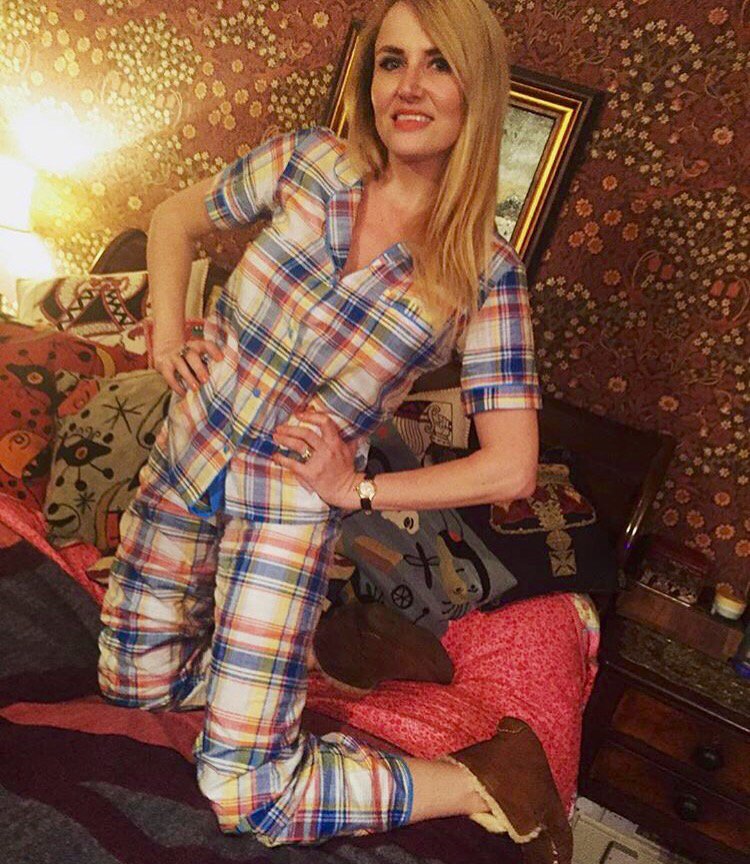 Cyberjammies's tweet photo. PJ Style @nancy_sorrell wears @Cyberjammies Tropical Botanics Woven Check PJs #seriouslycomfortable #pjs https://t.co/il5QZx2Rbq