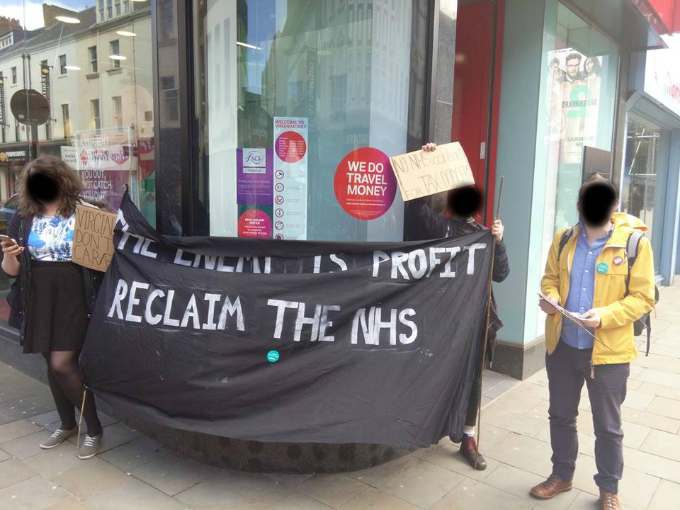 Newcastle picketers spreading the word about Virgin's activities yesterday. #picketprofiteers