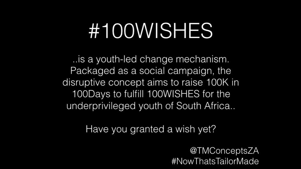 TMConceptsZA's tweet photo. Have you? #SaveALifeWithR100 #100WISHES #VIEWS https://t.co/tu31HNaEgB