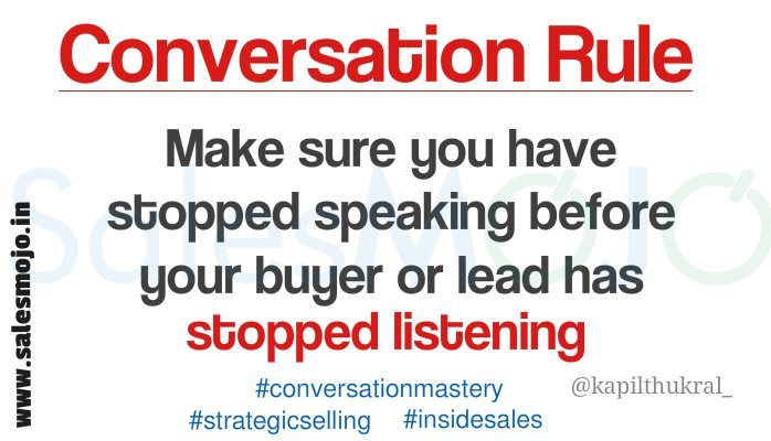 Rule of conversation #conversationmastery #insidesales #strategicselling #complexsales