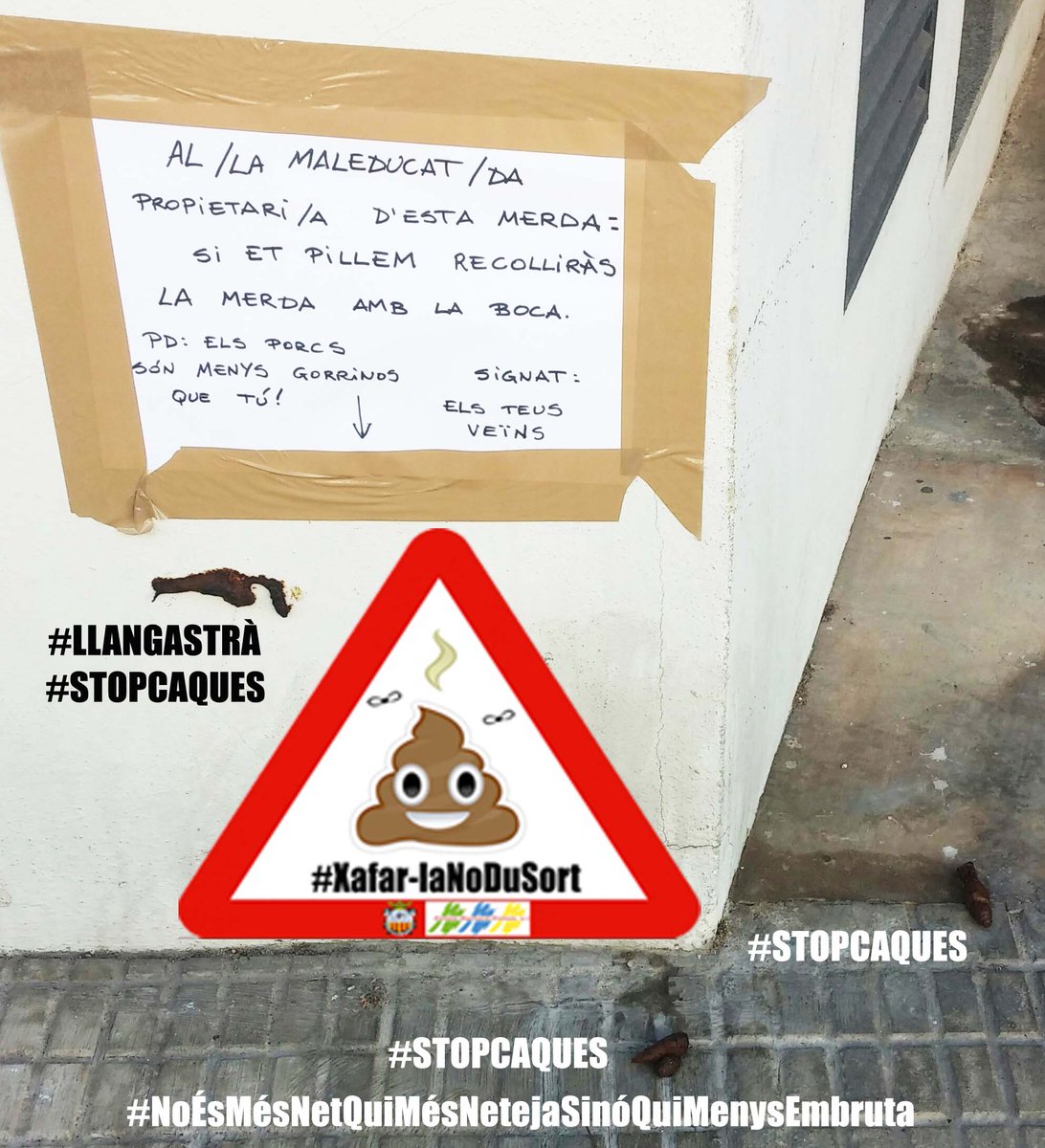 aj_algemesi's tweet photo. Quan la gent es farta del incivisme i deixa de ser educada
Campanya ciutadana agressiva #StopCaques
#XafarLaNoDuSort https://t.co/uuwCGtVQEr