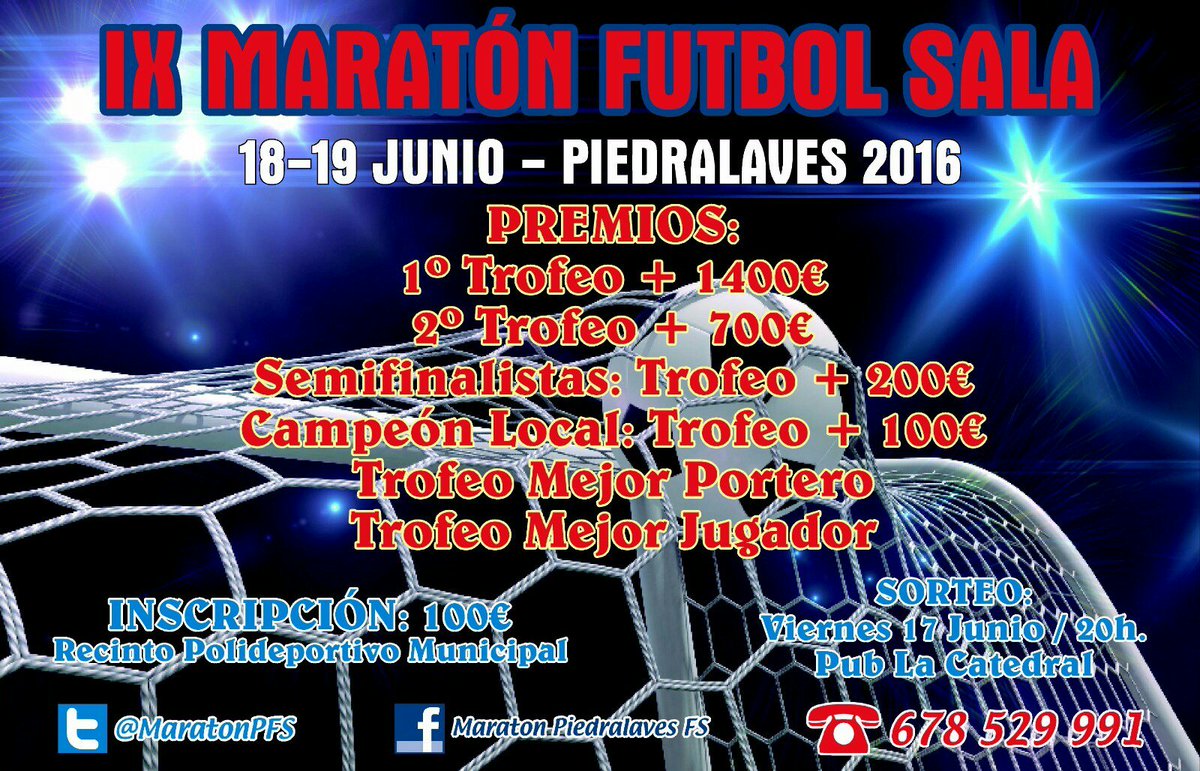 MaratonPFS's tweet photo. IX Maraton Fútbol Sala Piedralaves 2016 https://t.co/xA9vYZNkjj