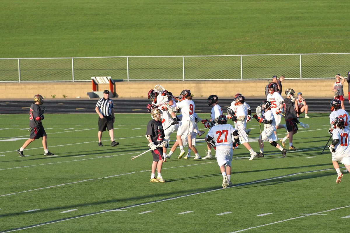 TigerLaxx's tweet photo. When you're too excited to realize you took out the goalie #PostWin https://t.co/oksDgsIA9k