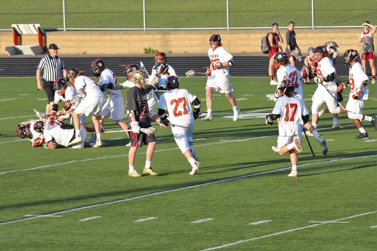 TigerLaxx's tweet photo. When you're too excited to realize you took out the goalie #PostWin https://t.co/oksDgsIA9k