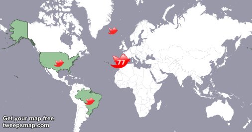 Kraiuu's tweet photo. My followers live in Portugal (69%), USA(7%)... Get your free map too: https://t.co/luJnniV7Am https://t.co/oDOkUhFhi6