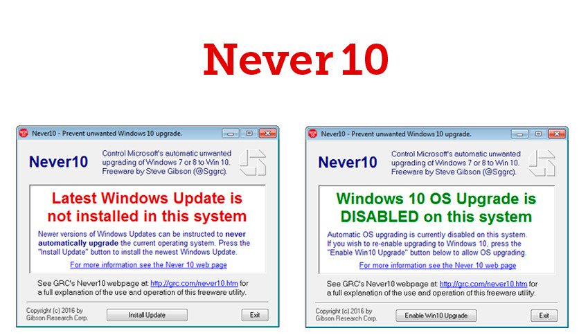 Never10 cancela la instalación automática de Windows 10. kwobit.com/never10-cancel…