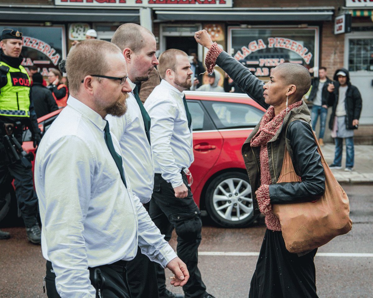 Shero @tess_asplund stands strong against #racist nazi white supremacists in #Sweden. Unity ind.pn/26StTVn